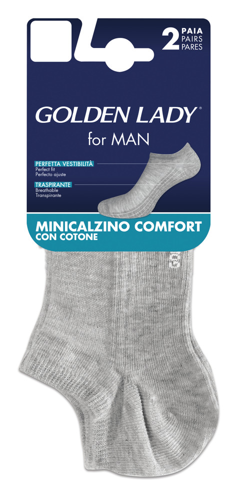 Minicalze Uomo Comfort M/ L Grigio Melange Conf Da 2 Golden Lady - Foto 1