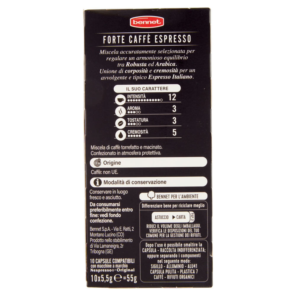 Caffè Espresso Forte In Capsule Compatibili Nespresso 10pz Bennet - Foto 3