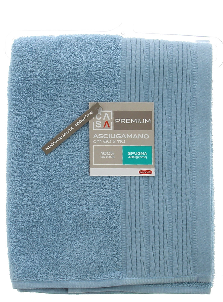 Asciugamano Spugna Cm60x110 Bordo A Rilievo Azzurro Chiaro Casa Premiu - Foto 1