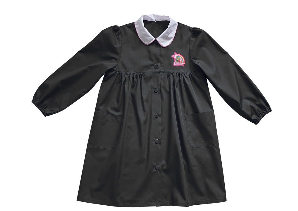 Grembiule Scuola Bambina 8 Anni Nero Ricamo Barbie - Foto 1