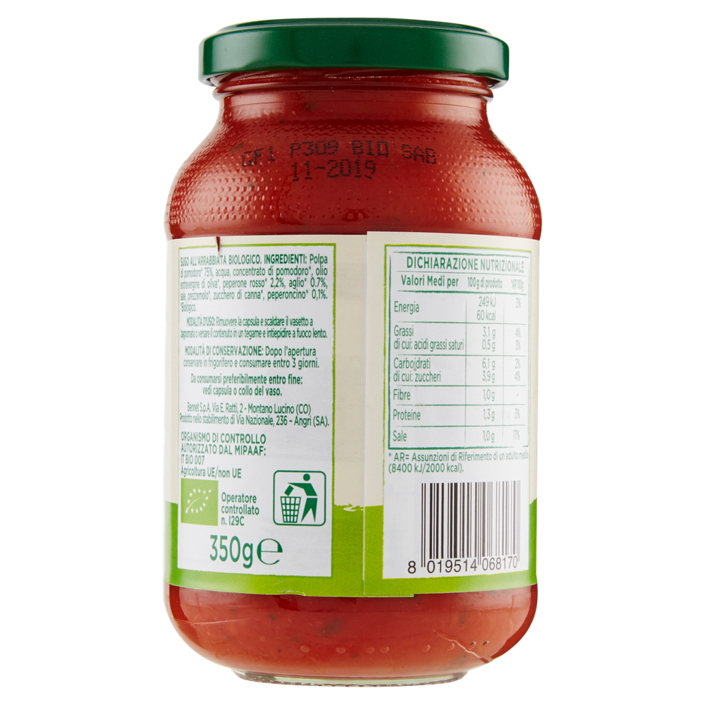 Sugo All'arrabbiata Bennet Bio