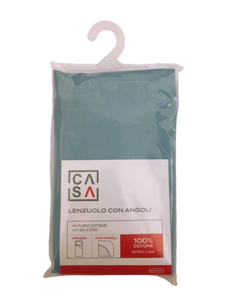 Lenzuolo Con Angoli Tinta Unita 1 Piazza Cm 90x200 Azzurro Scuro Casa - Foto 1