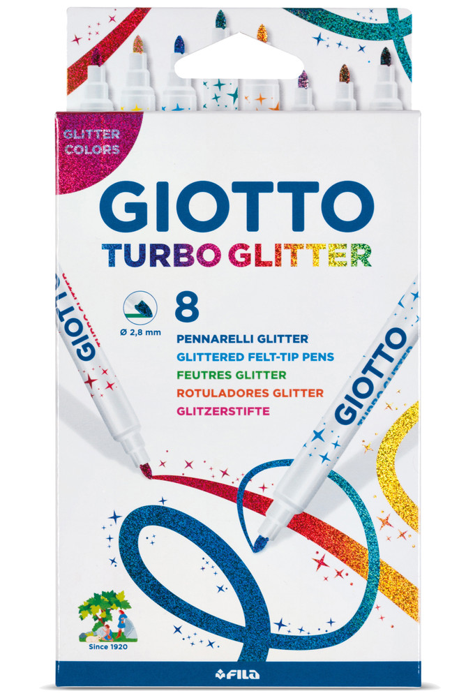Pennarelli Punta Fine Glitterati Conf.8 Pz Turbo Glitter Giotto