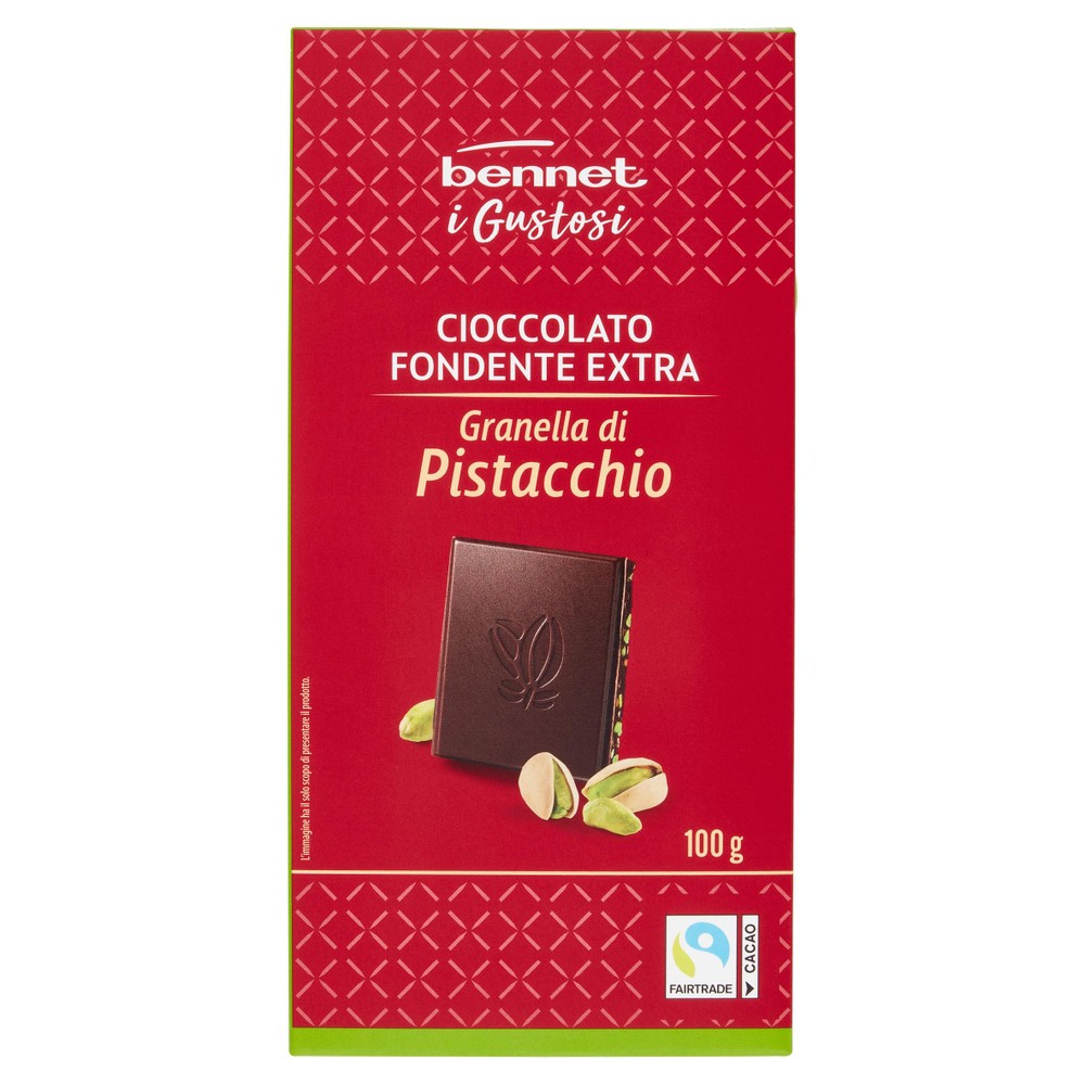 Tavoletta Di Cioccolato Fondente Extra E Granella Di Pistacchio Bennet - Foto 1