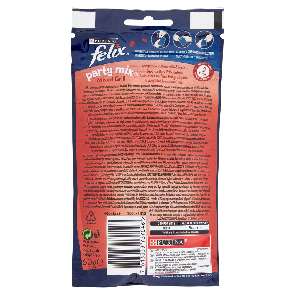 Snack Per Gatti Manzo Pollo Salmone Felix Partymix Grill - Foto 3