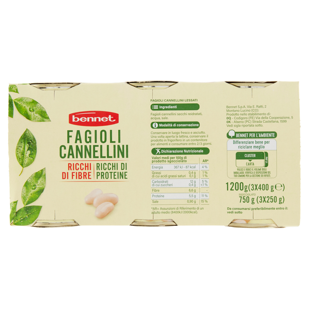 Fagioli Cannellini Lessati 3x250g Bennet - Foto 3