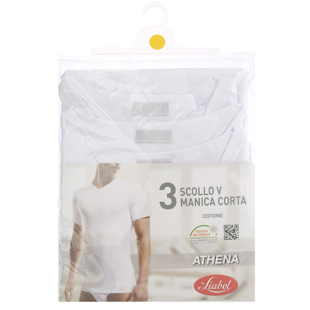 Tris T Shirt Uomo Scollo V 4 Bianco Athena By Liabel - Foto 2