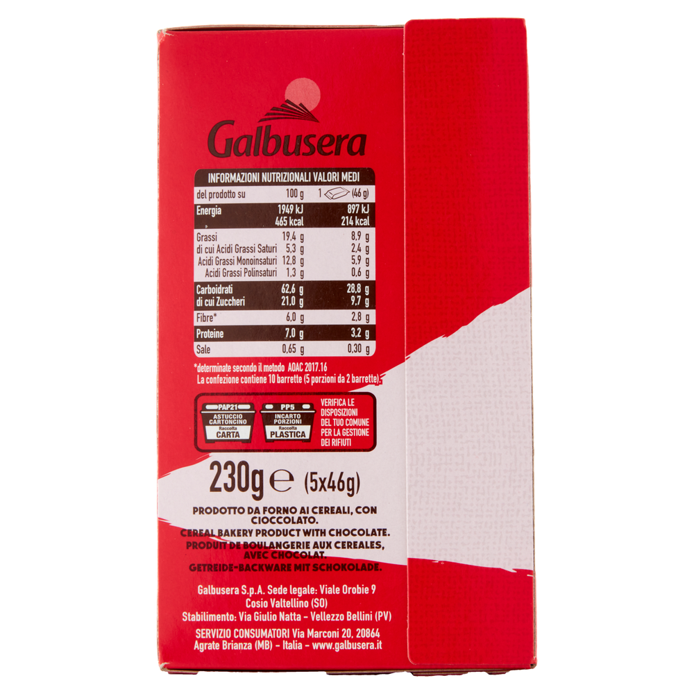 Snack Biscobarretta Con Cereali E Cioccolato Fondente5x36g Galbusera - Foto 2