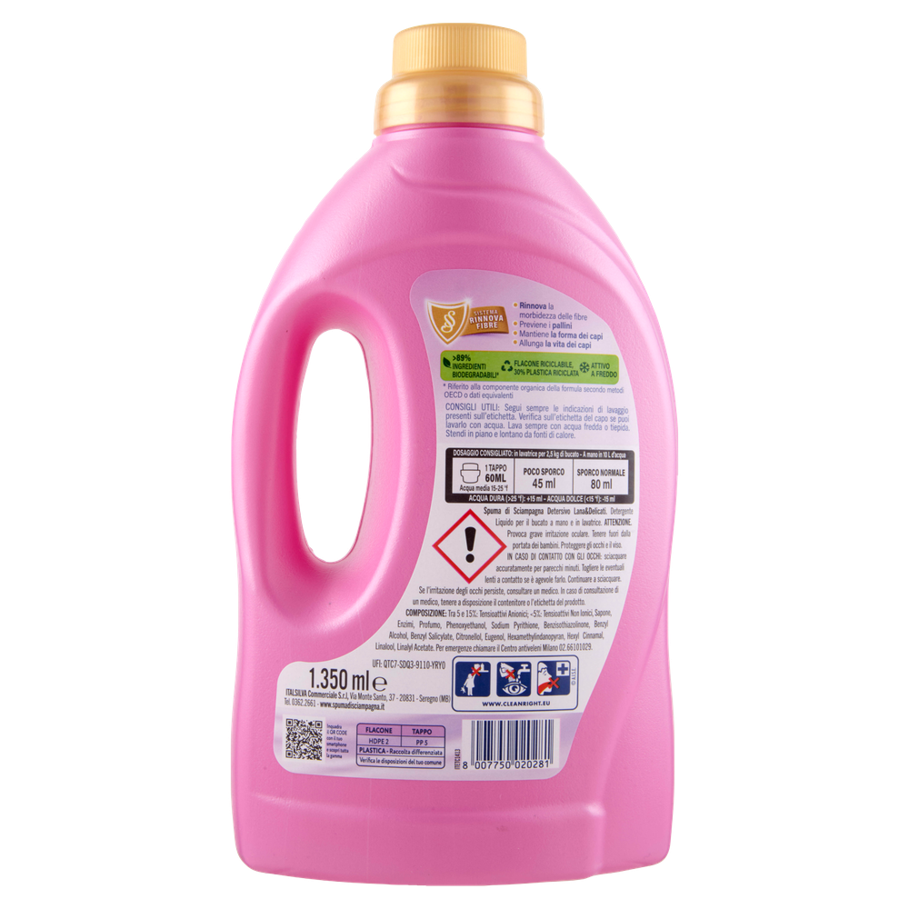 Detersivo Liquido Per Lavatrice Lana E Delicati Spuma Di Sciampagna - Foto 3