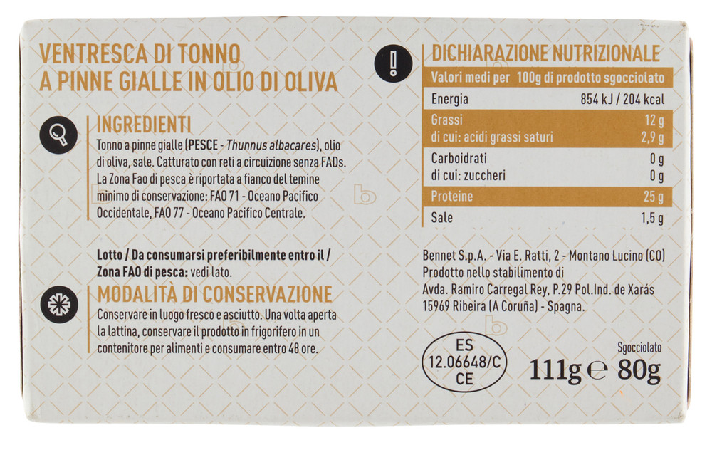 Ventresca Tonno Pinne Gialle In Olio Selezione Gourmet Bennet - Foto 3