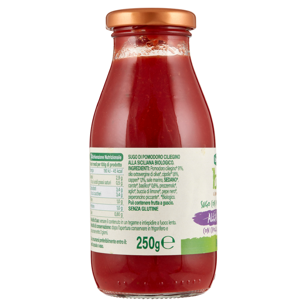 Sugo Di Pomodoro Ciliegino Alla Siciliana Biologico Bennet Bio - Foto 2