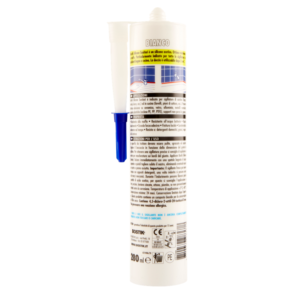 Silicone A Base Acetica Sanitari Bianco 280ml Bostik - Foto 3
