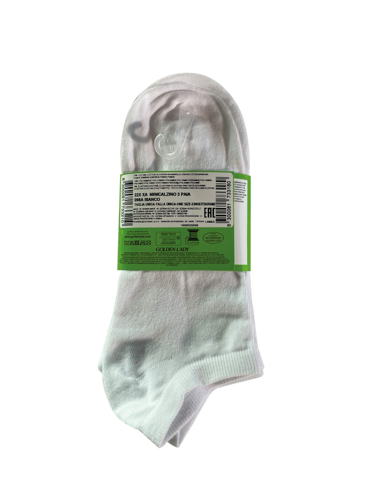 Minicalze Donna Tg Unica Bianco Cotone Leggero Conf Da 3 Golden Lady