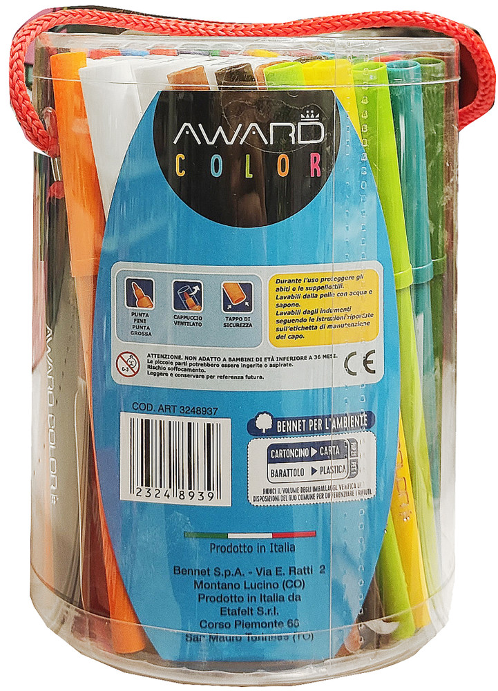 FIBRACOLOR Colorito + Coloritone – Confezione 72 Pennarelli Con Punta Fine (2,9mm) E Grossa (5mm) – Superlavabili – Made In Italy