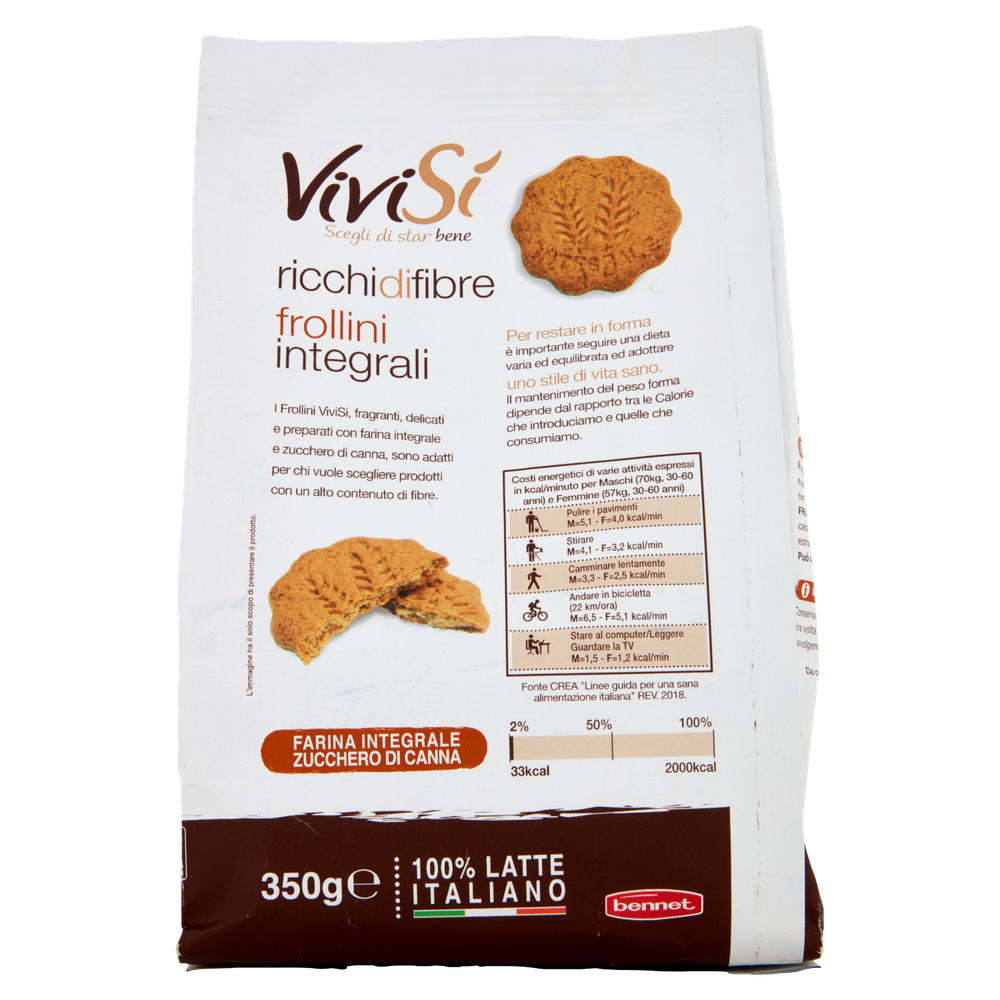 Biscotti Frollini Con Farina Int. Ricchi Di Fibre 50x7g Bennet Vivisì - Foto 3