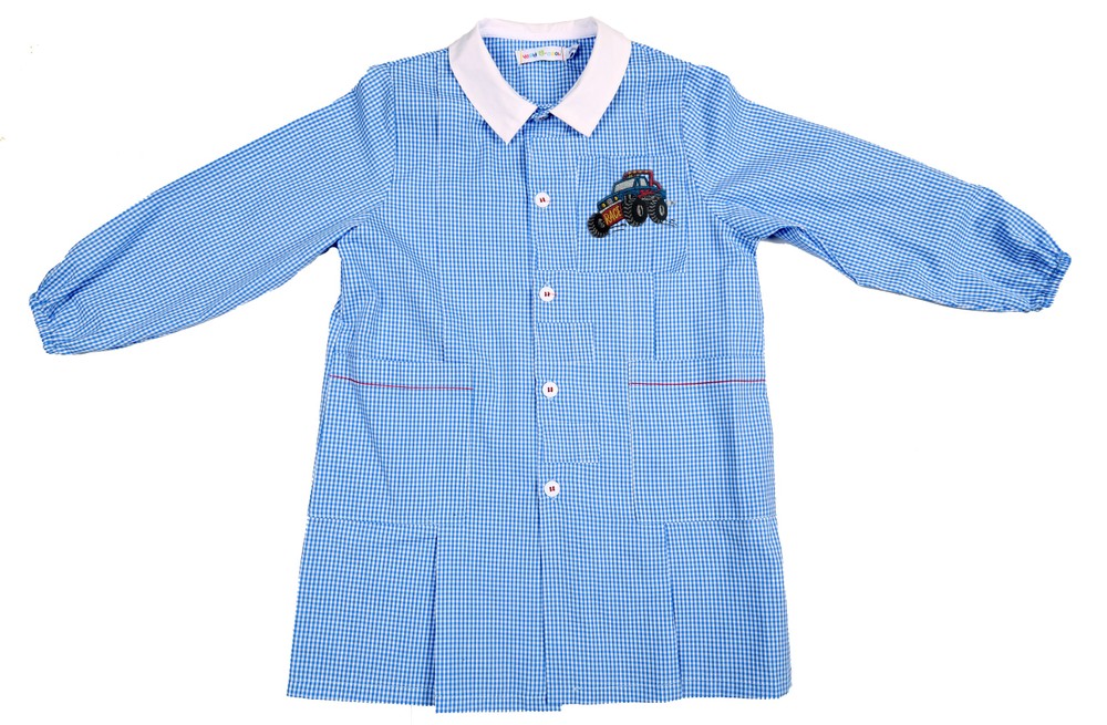 Grembiule Asilo Bambino 4 Anni Vichy Azzurro - Foto 1