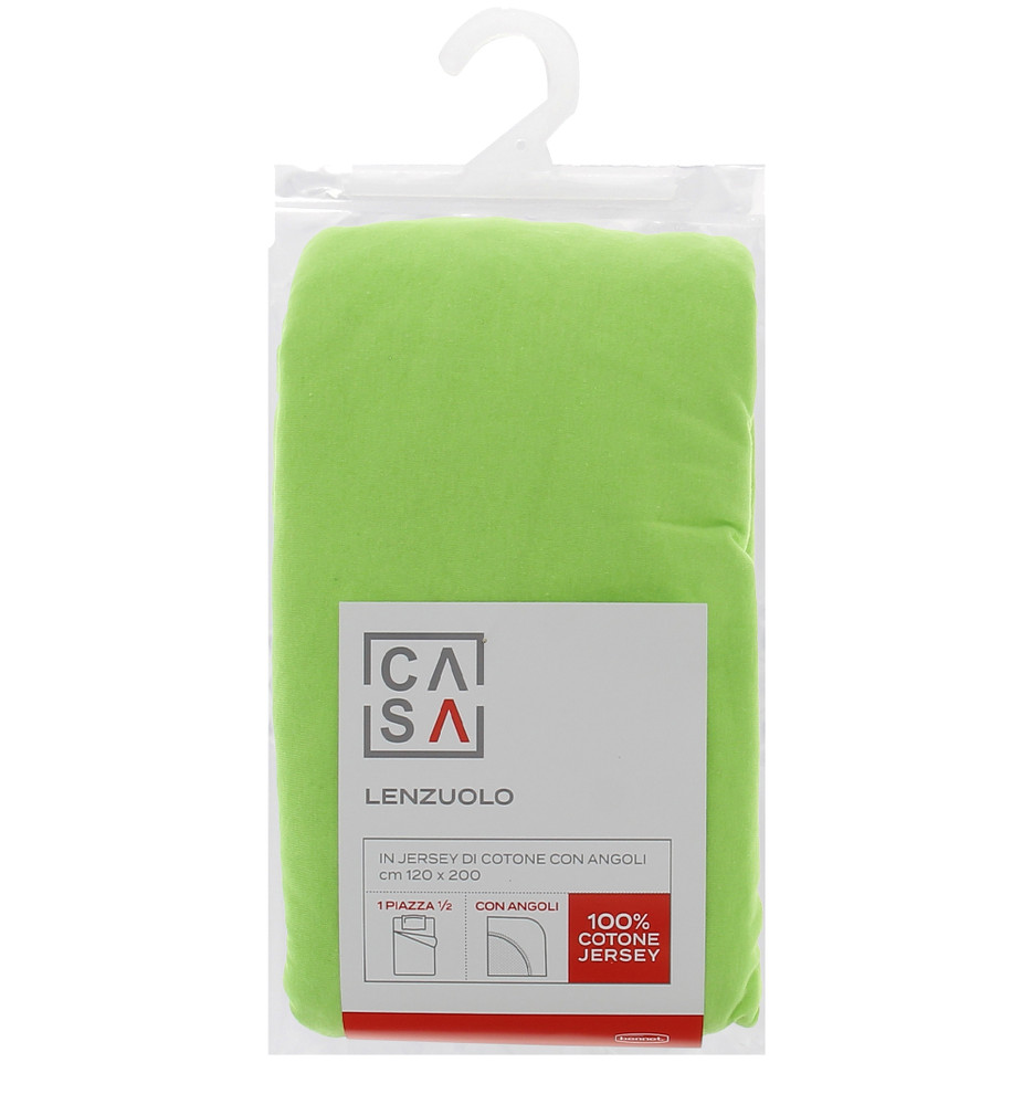 Lenzuolo Jersey Angoli Tinta Unita 1pz 1/2 Cm120x200 Verde Casa - Foto 1