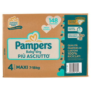 Pannolini Baby Dry Jumbopack, Taglia 4 Maxi (7-18 Kg) Pampers