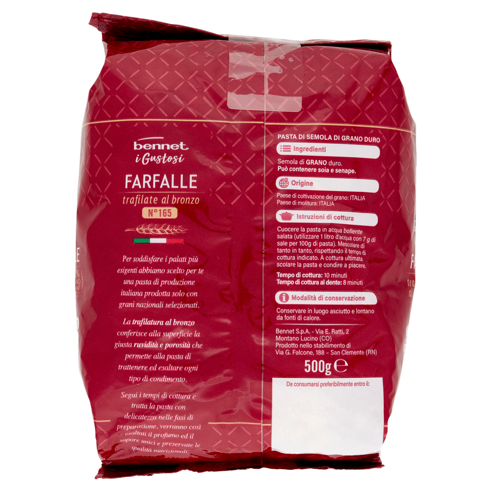 Pasta Farfalle N.165 Trafilate Al Bronzo Bennet I Gustosi - Foto 3