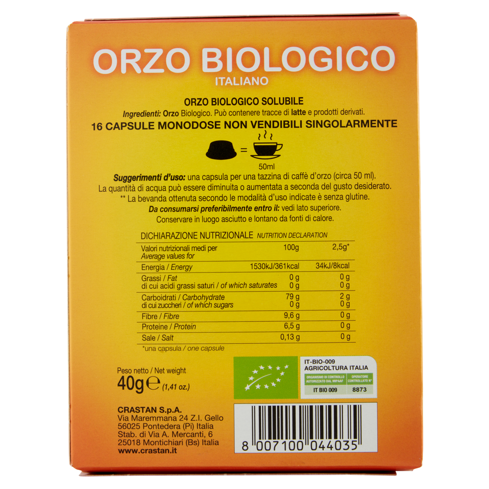 Orzo Bio Italiano In Capsule Compatibili Lavazza 16pz Crastan - Foto 3