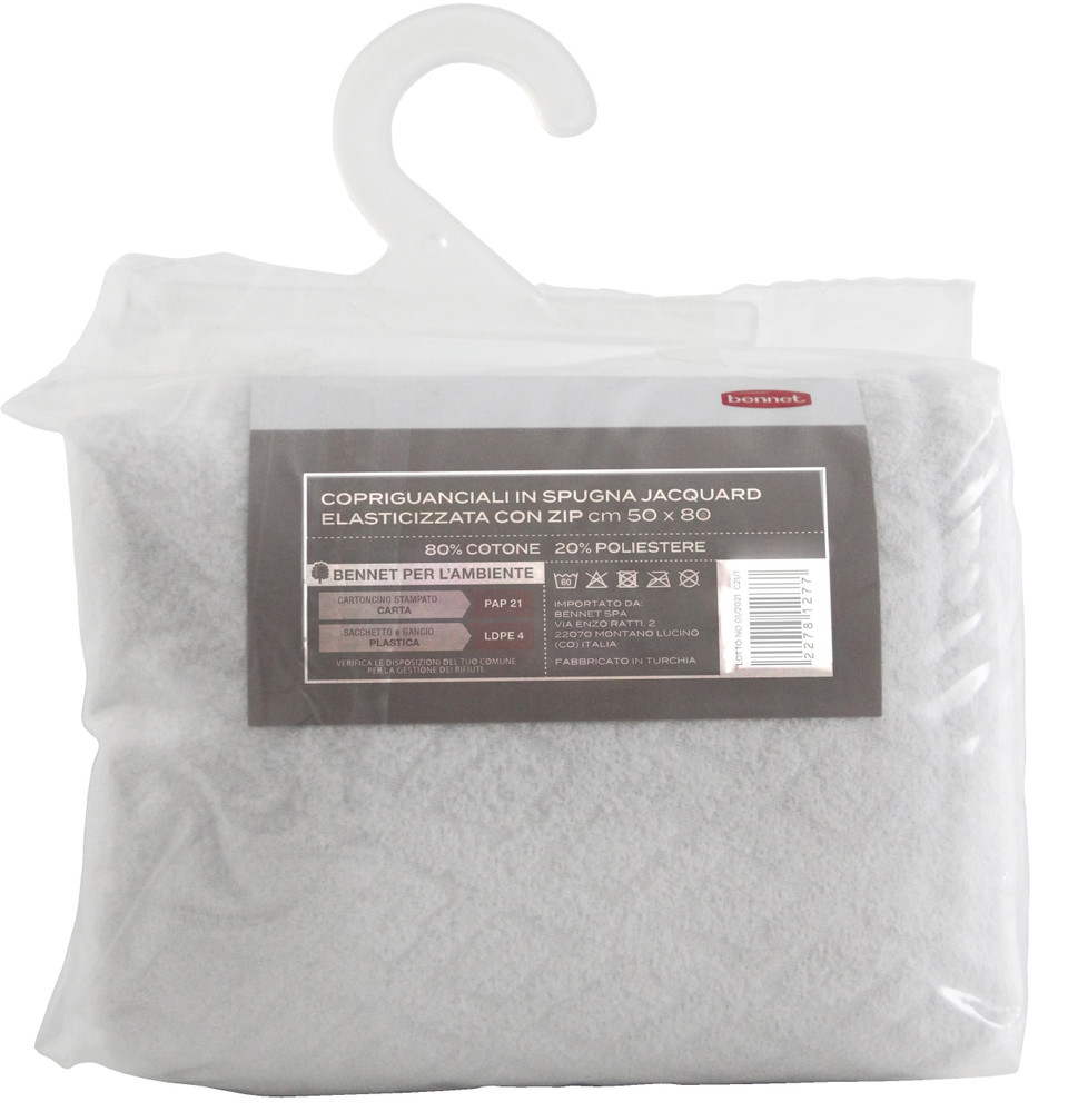 Copriguanciale Con Zip Spugna Jacquard Cm50x80 Conf Da 2 Casa Premium - Foto 2