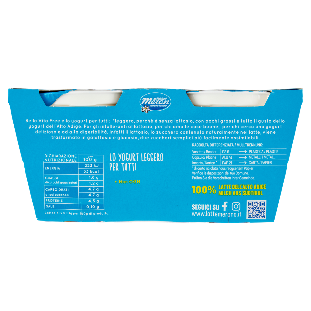 Yogurt Bianco Senza Lattosio Merano 2 Da Gr. 125