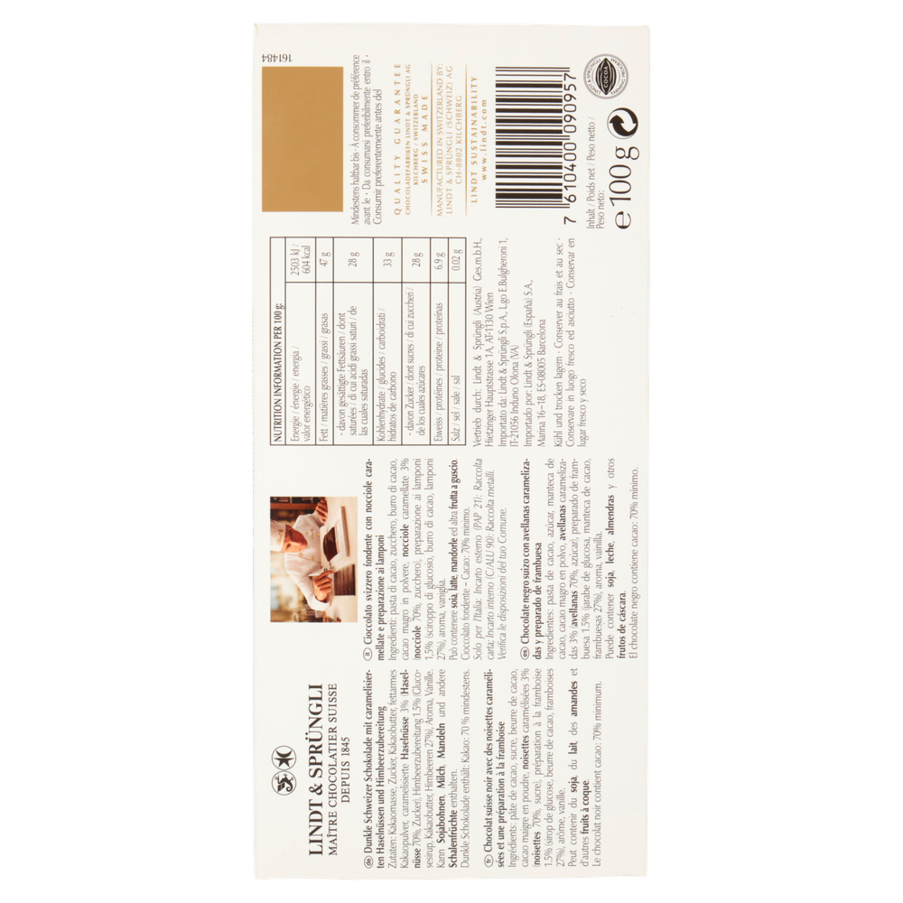 Tavoletta Cioccolato Excellence Passione Lampone Nocciola Lindt