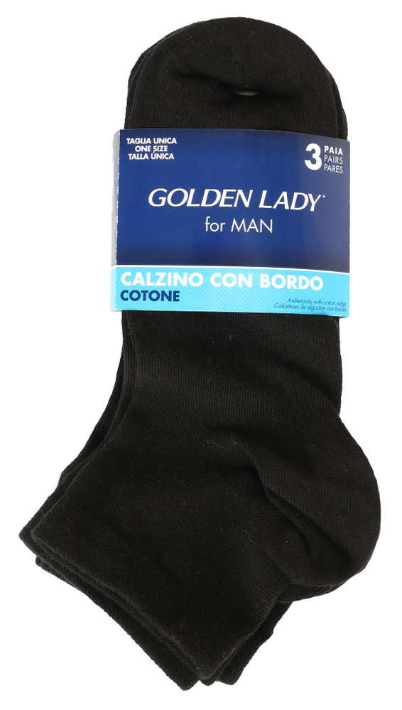 3 Calze Corte Con Bordo Uomo Taglia Unica Nero Golden Lady - Foto 1