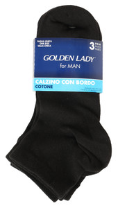 3 Calze Corte Con Bordo Uomo Taglia Unica Nero Golden Lady - Foto 1