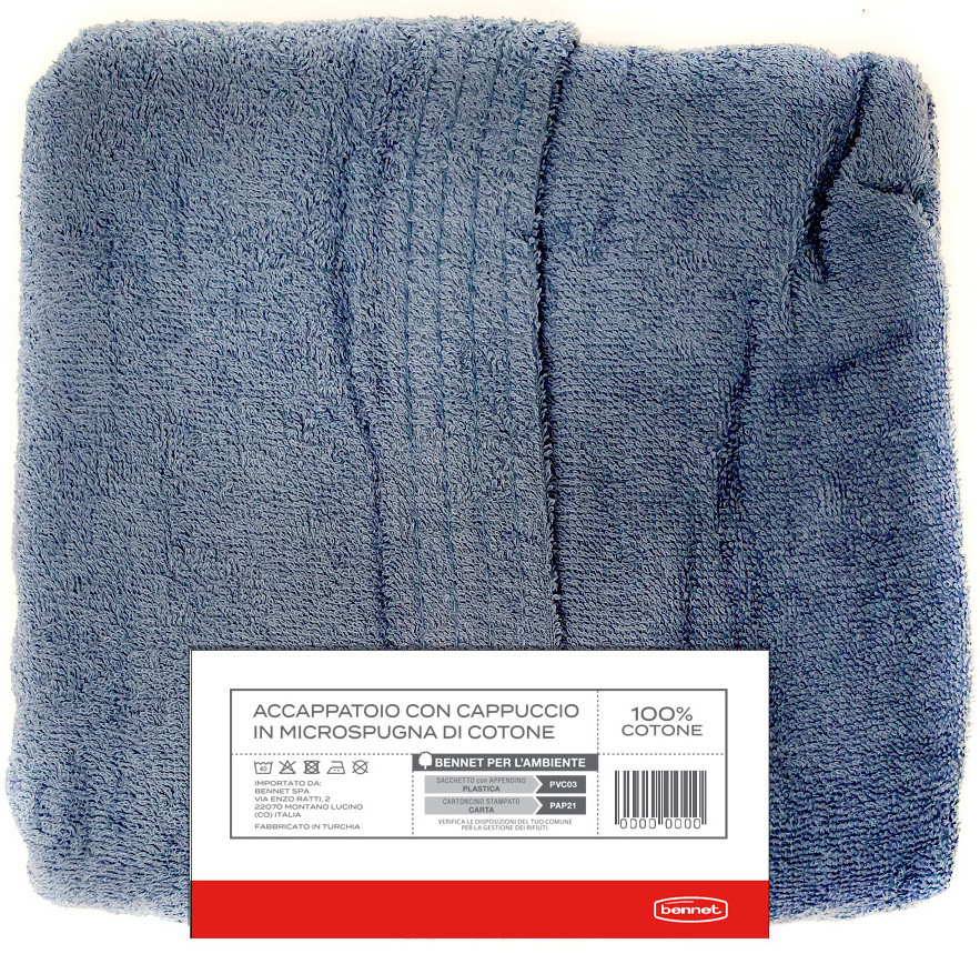 Accappatoio Unisex Con Cappuccio L/ XL Blu Casa - Foto 2
