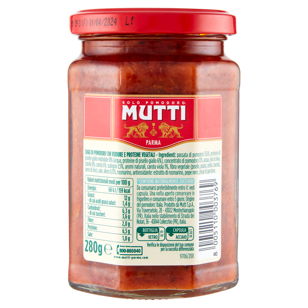 Ragu' 100% Vegetale Con Verdure E Proteine Vegetali Mutti - Foto 3
