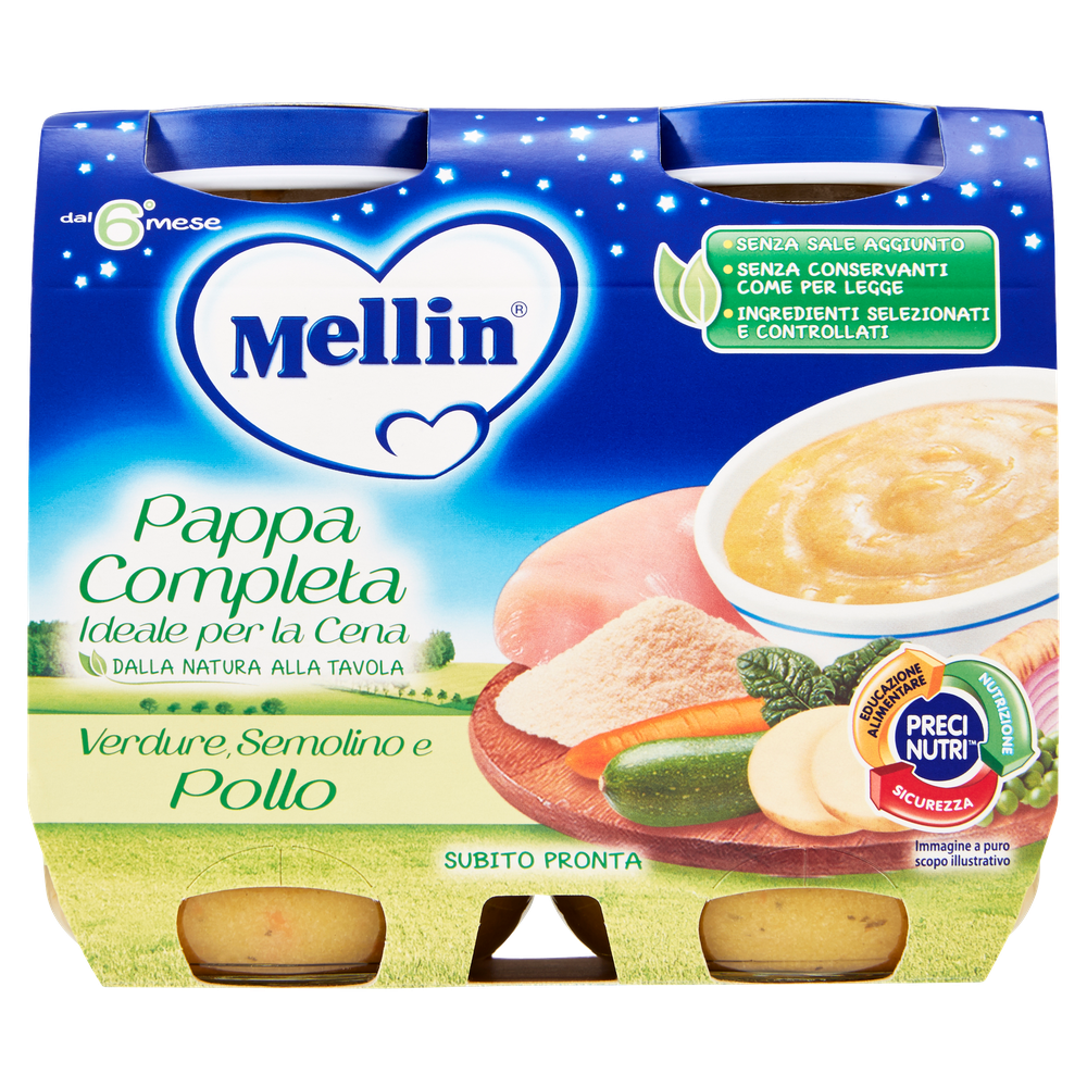 Pappa Verdure Semolino Pollo Conf. Da 2 Mellin - Foto 1