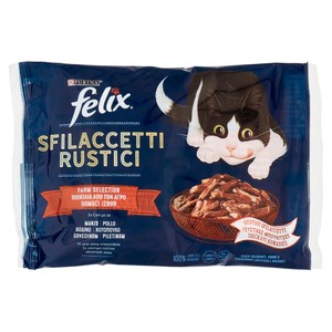 Alimento Umido Per Gatti Sfilaccetti Rustici Manzo Pollo Felix