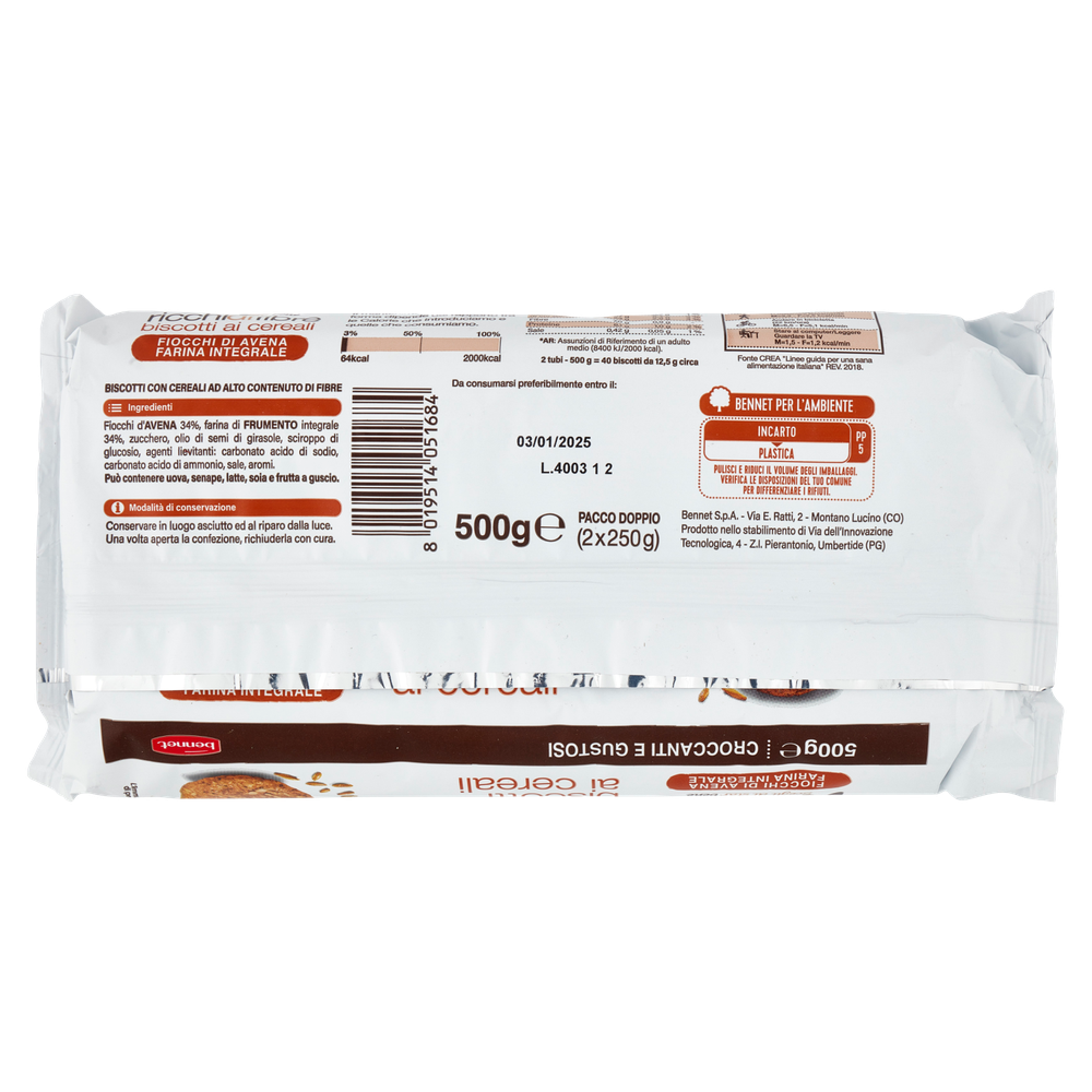Biscotti Frollini Ai Cereali Ricchi Di Fibre 2x250g Bennet Vivisì - Foto 3