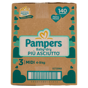 140 Pannolini Baby Dry Pentapack Midi Pampers - Foto 2