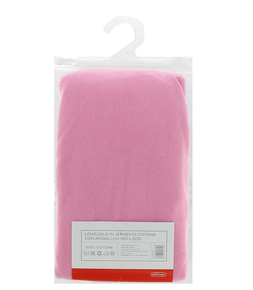 Lenzuolo Jersey Angoli Tinta Unita 2piazze Cm180x200 Rosa Casa - Foto 2