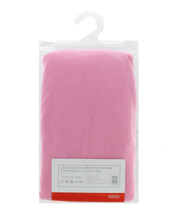 Lenzuolo Jersey Angoli Tinta Unita 2piazze Cm180x200 Rosa Casa - Foto 2