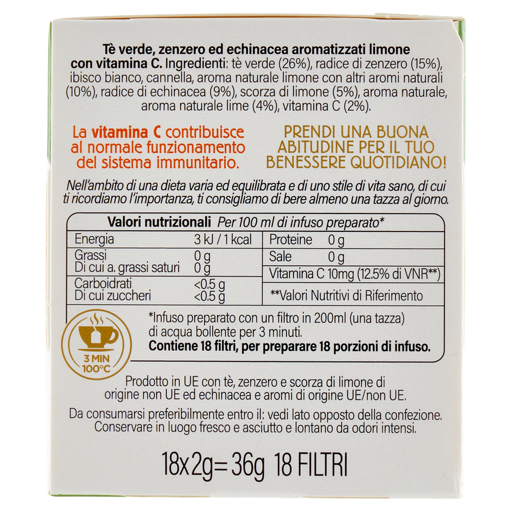 Infuso Benessere Difesa Tè Verde Con Vitamina C 18x2g Twinings - Foto 2
