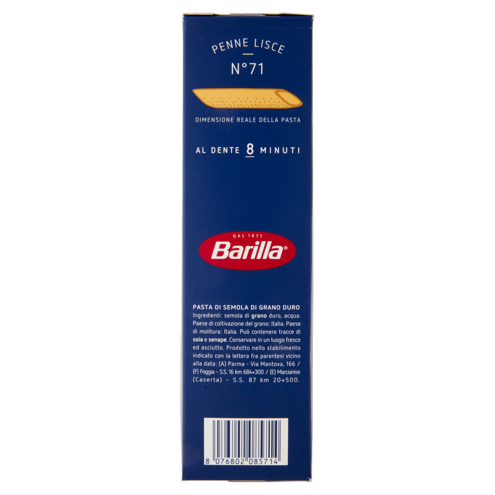 Pasta Penne Lisce N.71 100% Grano Italiano Barilla - Foto 2