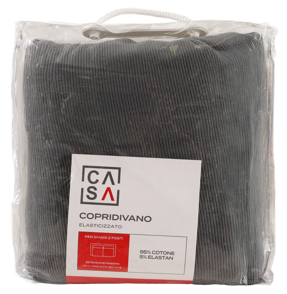 Copridivano 2 Posti Tinta Unita Grigio Casa - Foto 1