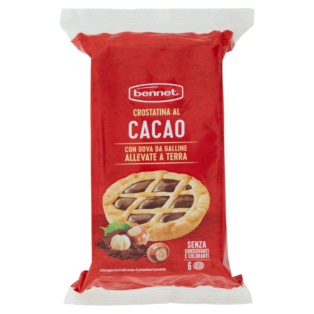 Merendine Crostatine Al Cacao Con Crema Di Nocciole 6x40g Bennet - Foto 1