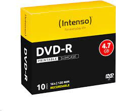 Confezione 10pz Dvd-R 4,7gb 16x Intenso