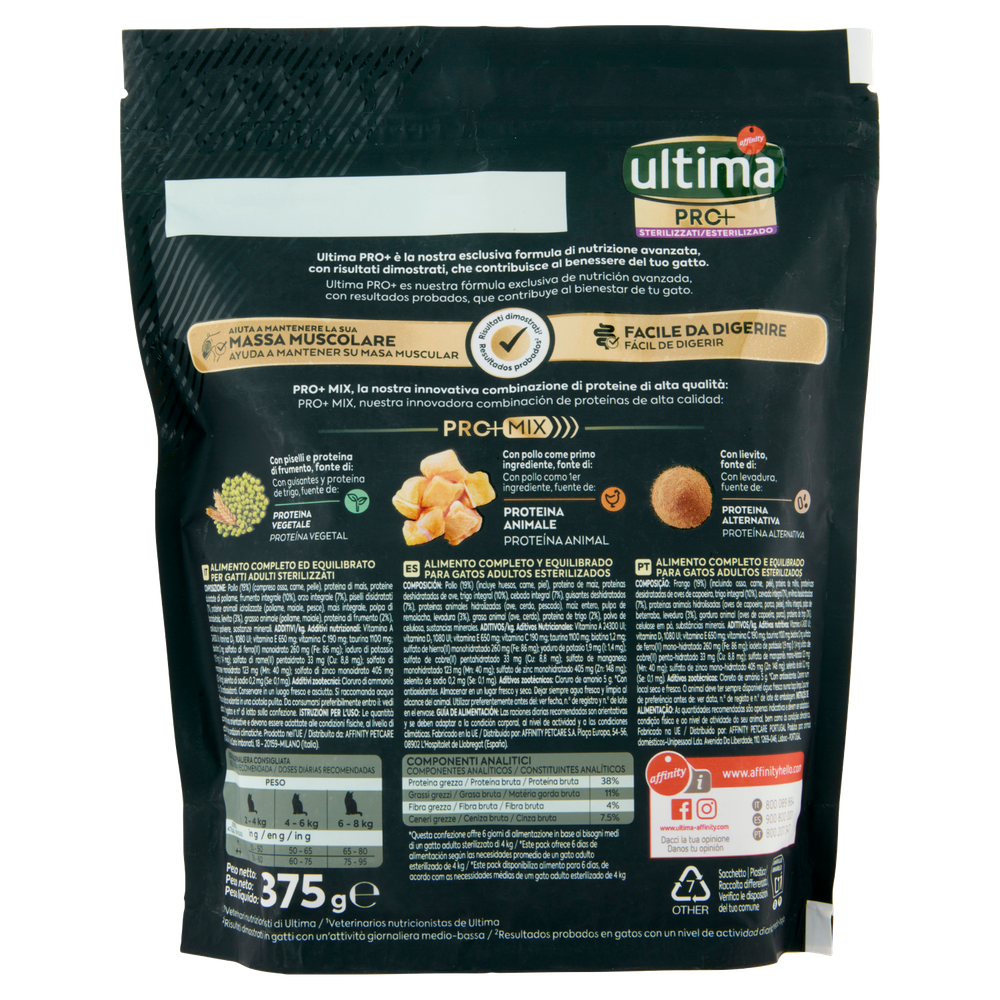 Alimento Secco Per Gatti Sterilizzati Pro + Pollo Ultima - Foto 3