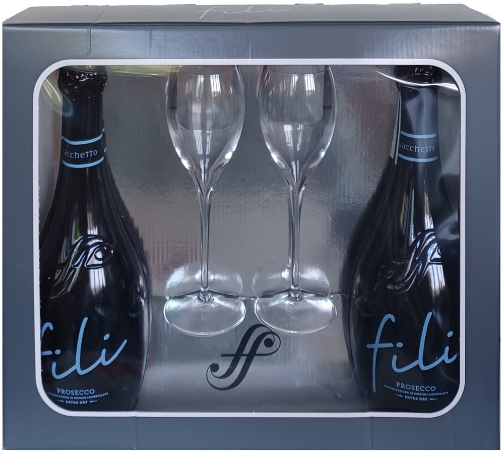 Kit Fili Prosecco Extra Dry + 2 Calici