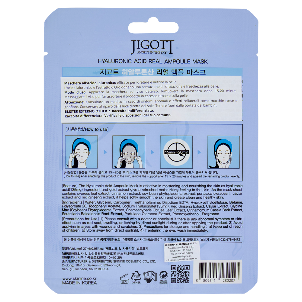 Maschera Viso Acido Ialuronico Jigott - Foto 3
