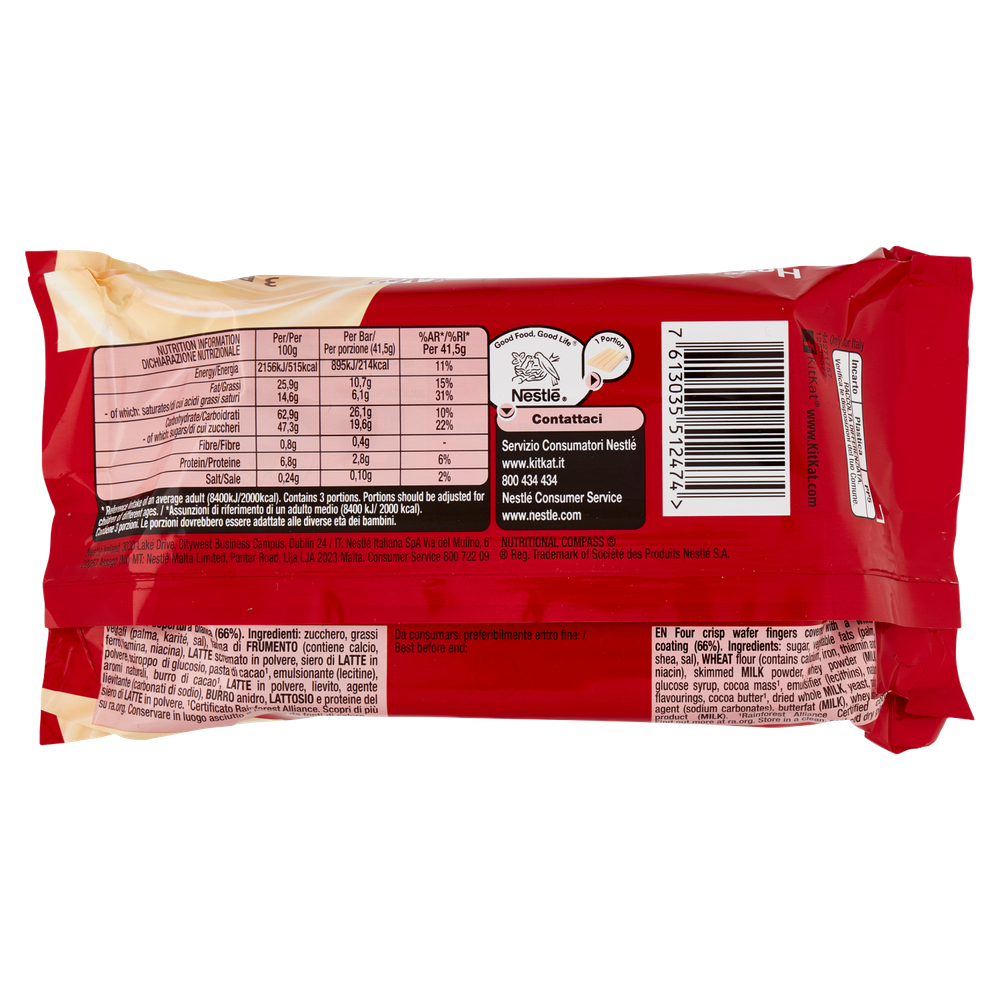 Wafer Kitkat White Con Copertura Al Cioccolato Bianco 3x41,5g Kitkat - Foto 3