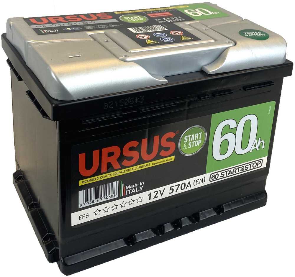 Batteria Auto 60 A/H Start&Stop Ursus - Foto 1