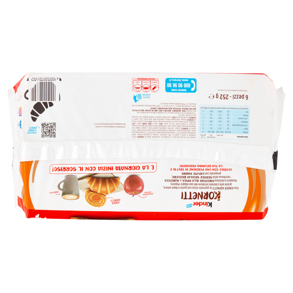 Merendine Kornetti Con Farcitura Pesca E Albicocca 6x42g Kinder - Foto 3