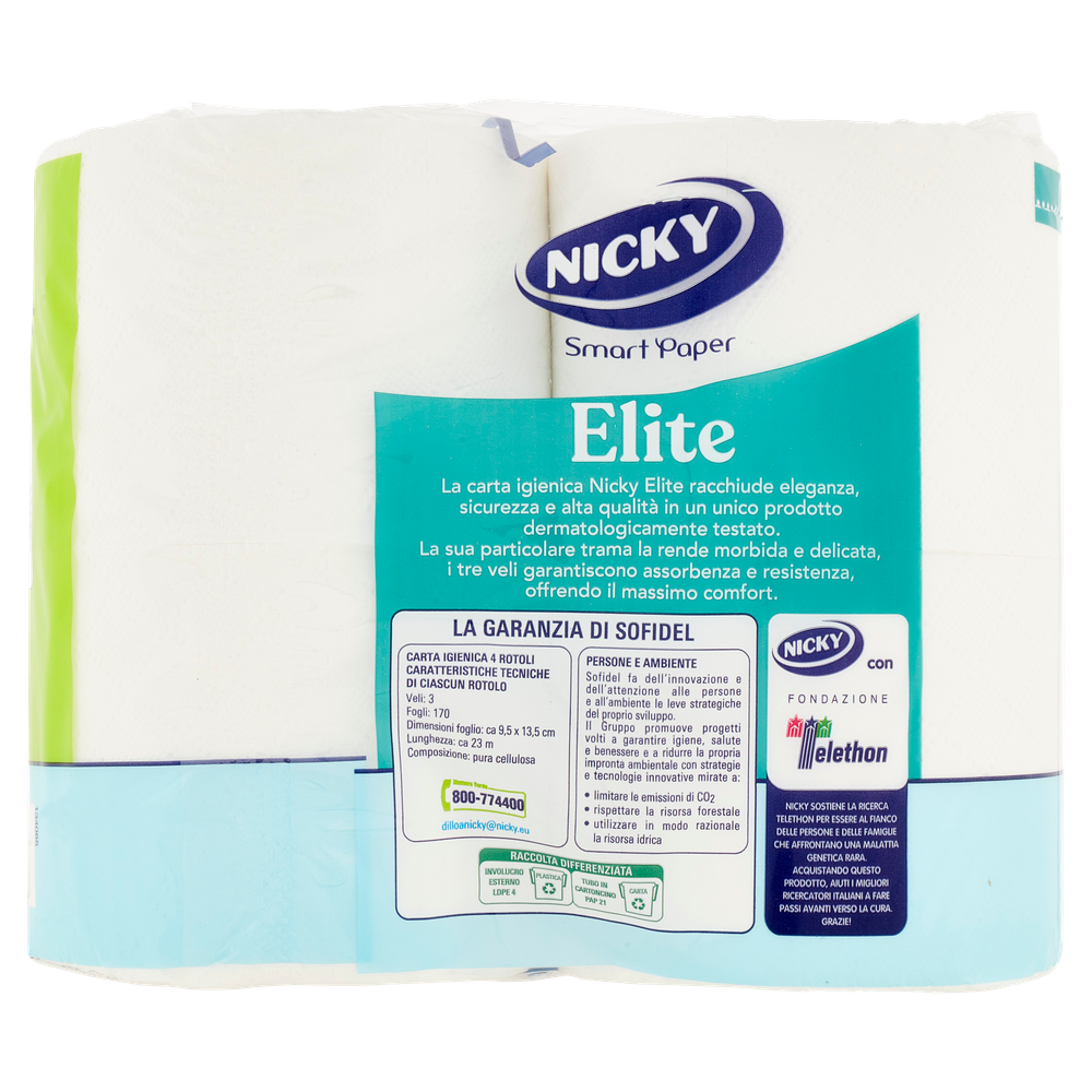Carta Igienica Nicky Elite 3 Veli Conf.Da 4 Rotoli