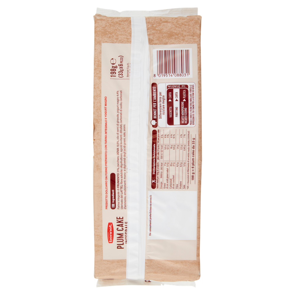 Plum Cake Integrali Allo Yogurt Magro 6x33g Bennet - Foto 3